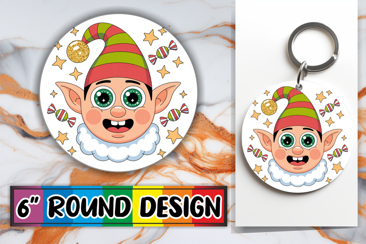 Blissful Round Keychains Sublimation, Cute Christmas
