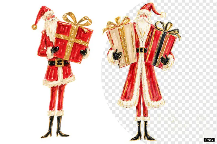Santa With Presents PNG