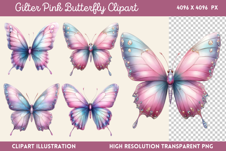 Pink Butterfly Clipart Image 3