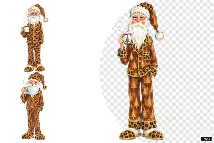 Christmas Santa Love Coffee PNG