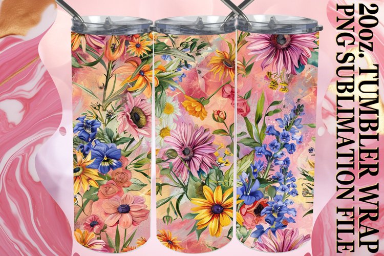 Colorful Petal Paradise Tumbler Wrap, Whimsical Bliss