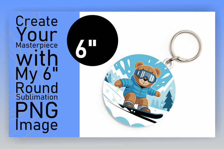 Bright Circle Design Keychain Template , Cute Bear