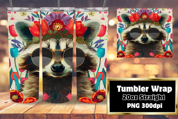 Playful Raccoon & Flower Wrap for 20oz Tumblers