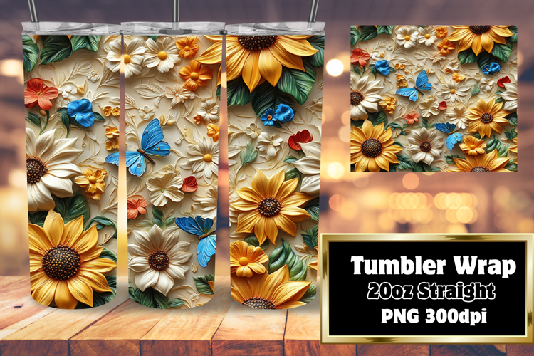 20oz Tumbler Template for Personal Use , 3D Flower