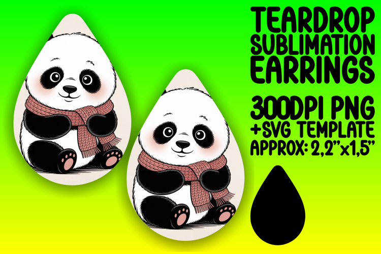 Elegant Teardrop Earrings Template PNG , Valenines Animals