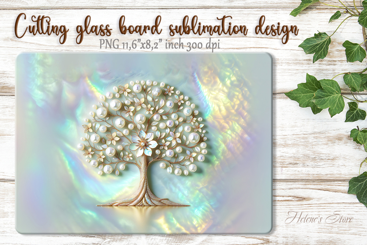 Pastel Iridescent Tree glass kitchen cutting board design