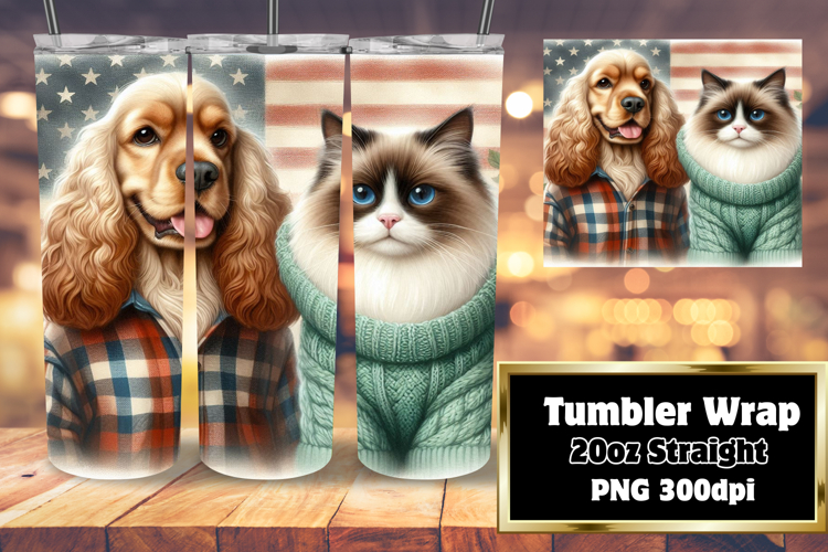 Custom 20oz Sublimation File , Dog and cat
