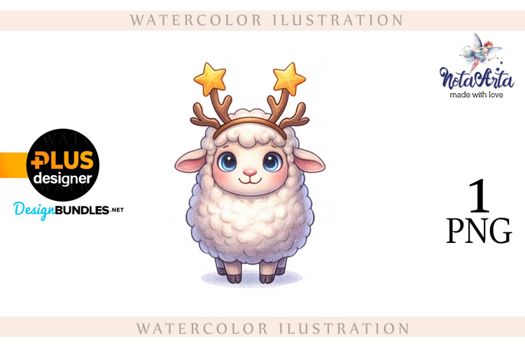 Christmas Sheep in Watercolor Style