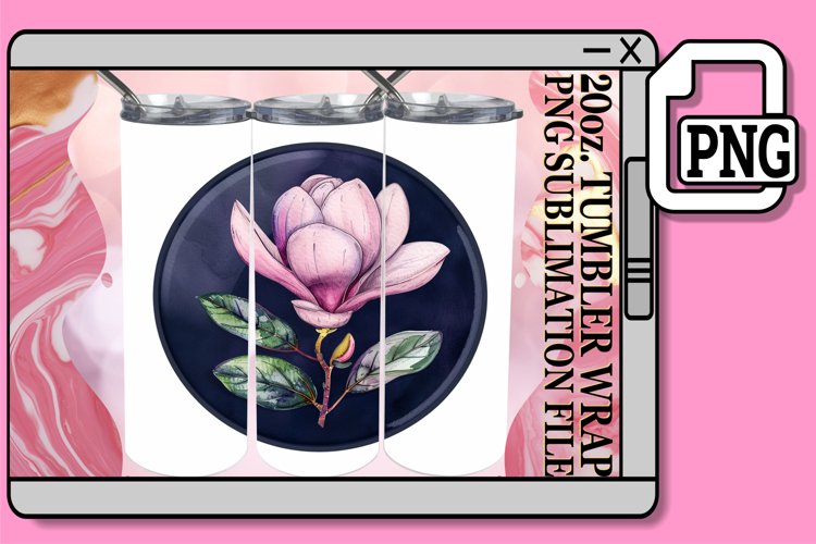 Fresh Blooms Denim Tumbler Sublimation 20oz example image 1