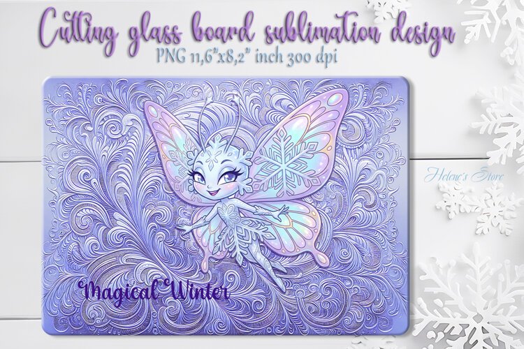 Cute Snowflake Butterfly cutting board sublimation design example image 1