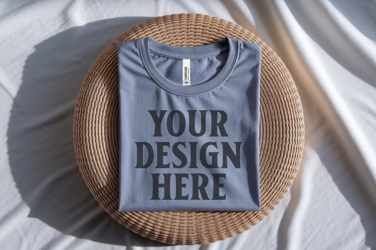 Ash Bella Canvas 3001 Flat Lay T-Shirt Mockup