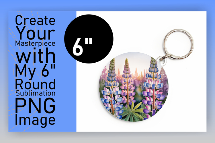Artful Round Design for Keychains , Flowers