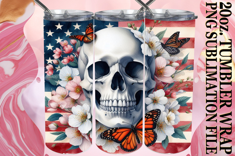 BLISSFUL SUNSETS 20oz TUMBLER WRAP, Skull USA