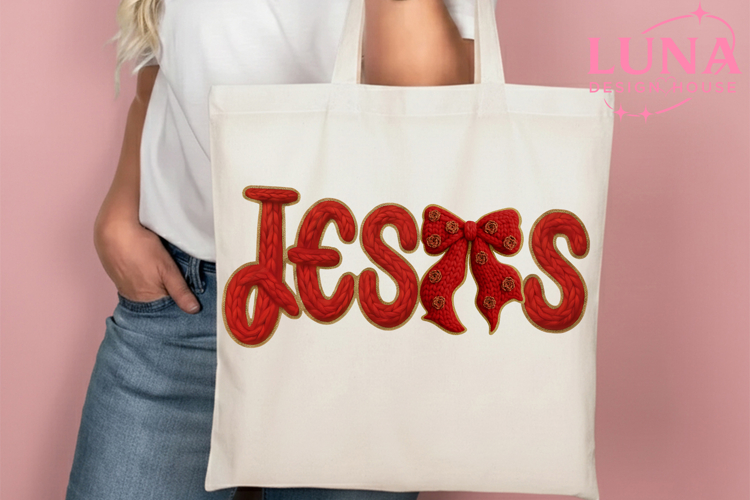 Faux Knitted Yarn Jesus PNG, Faux Valentine Png