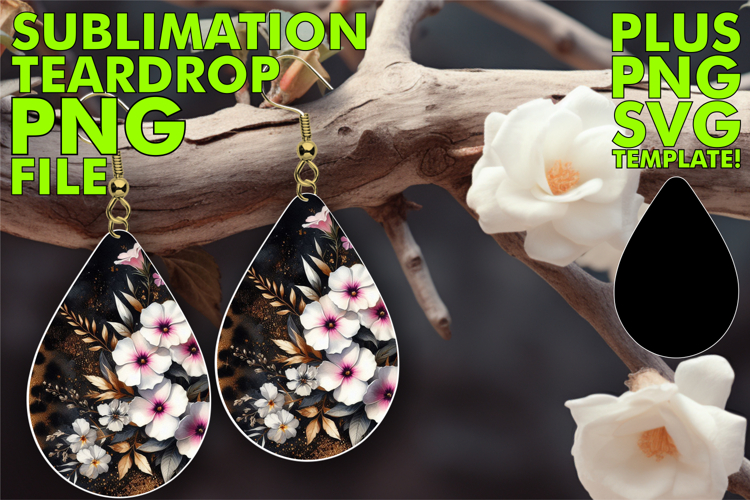 LUMINOUS Teardrop Earrings Design PNG, Leopard Prints