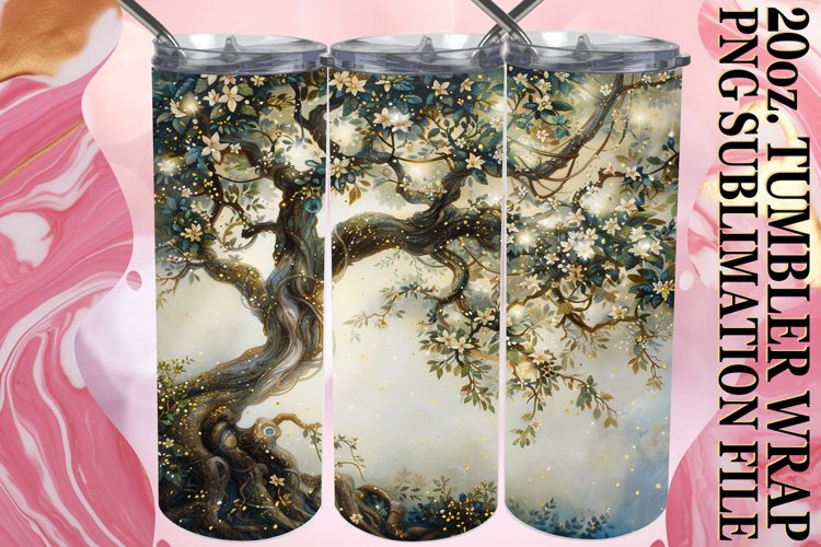 Chic Vibrant Enchanting Blossom Floral Watercolor Tumbler