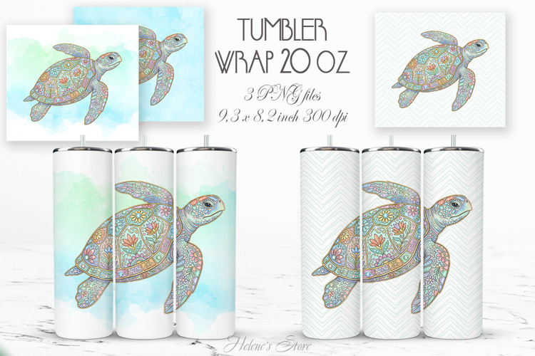 Cute ocean turtle pastel straight tumbler 20oz wrap design