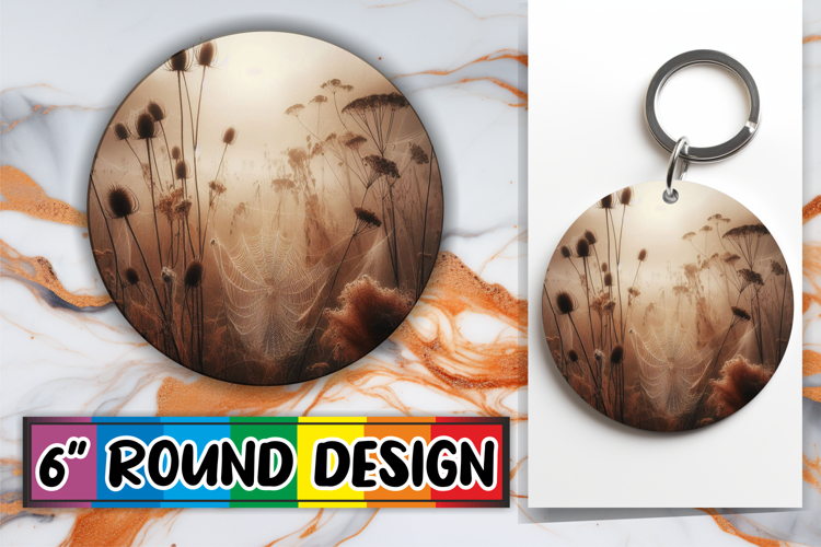 Cozy Keychain Round Design PNG, Autumn