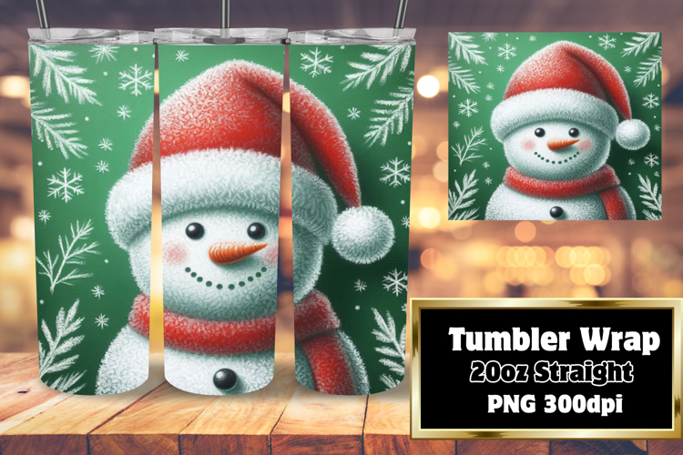 20oz Tumbler Sublimation PNG , Snowman