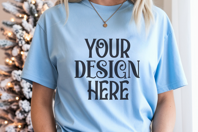 Chambray Comfort Colors 1717 Christmas Mockup, CC 1717