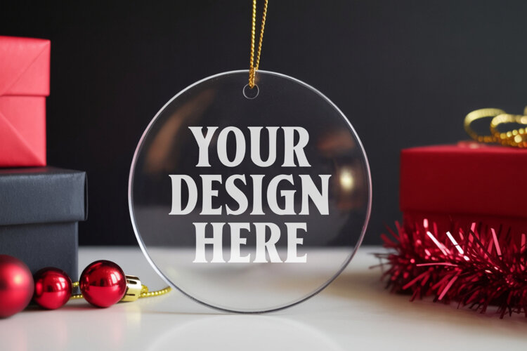 Acrylic Christmas Ornament Mockups , acrylic blank mockup example image 1