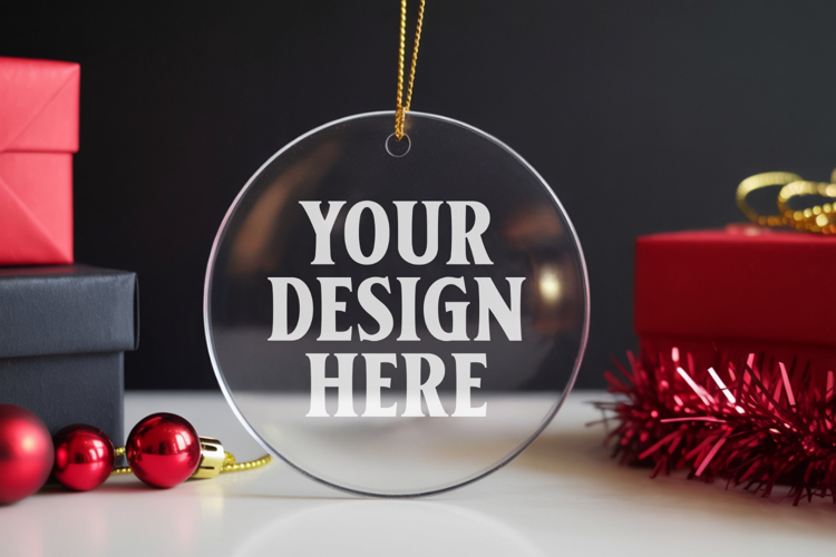 Acrylic Christmas Ornament Mockups , acrylic blank mockup