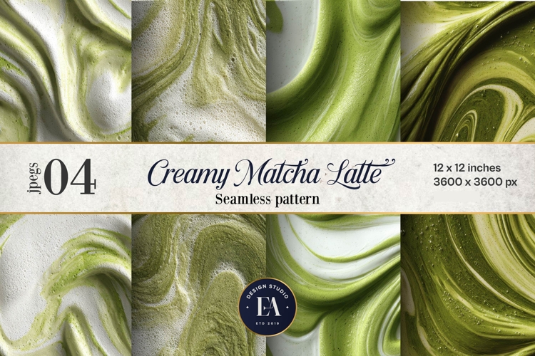 Matcha Latte Swirl Pattern, Creamy Matcha Abstract Paper