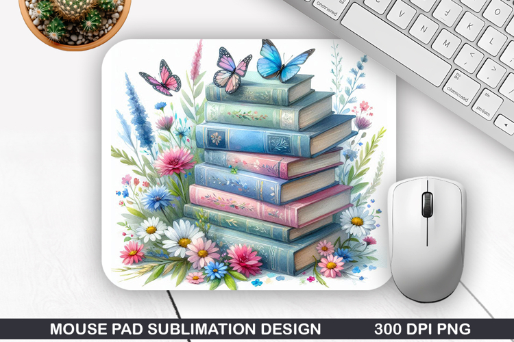 Book Flower Mouse Pad Sublimation, Animals Mouse Pad PNG