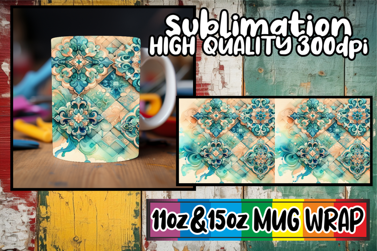 Happy moments 11oz 15oz sublimation wrap, Watercolor Pattern