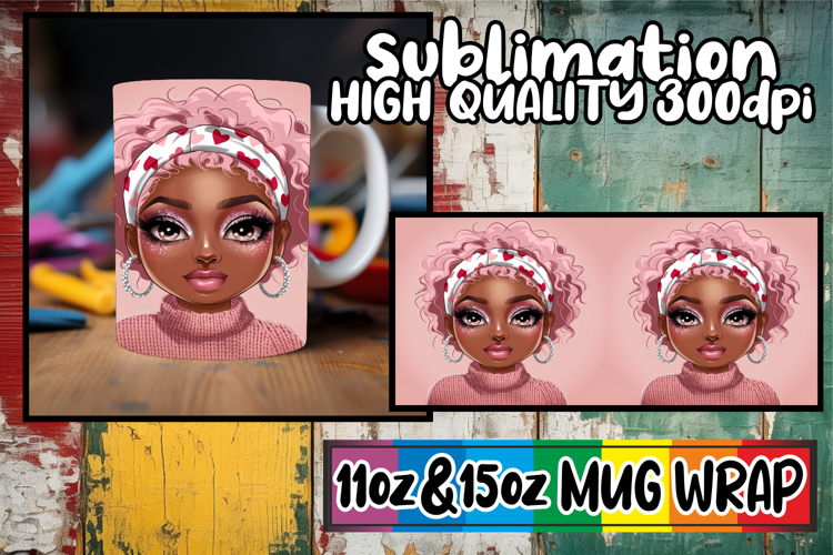 Tender moments sublimation print wrap, Afro Girl