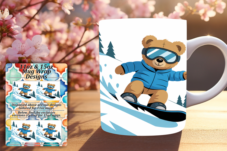 Lovely 11oz Mug Wrap Png Artwork , Cute Bear