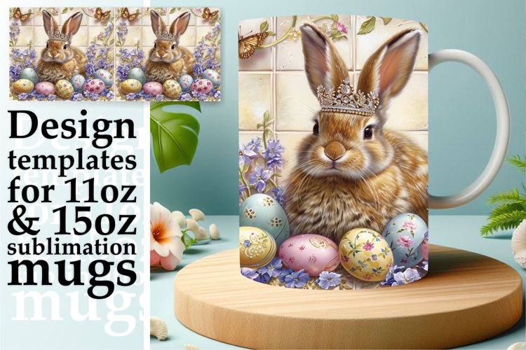 Joyful Spring Bunny Mug Sublimation 15oz