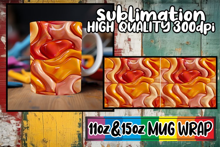 Abstract Puff Creations: Vibrant Mug Art 11oz/15oz example image 1