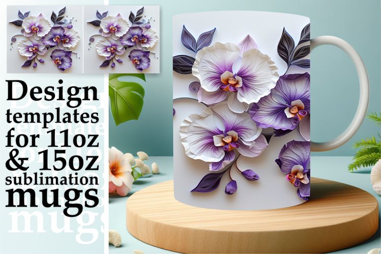 Whimsical Blooming Floral 3D Mug Wrap 11oz 15oz