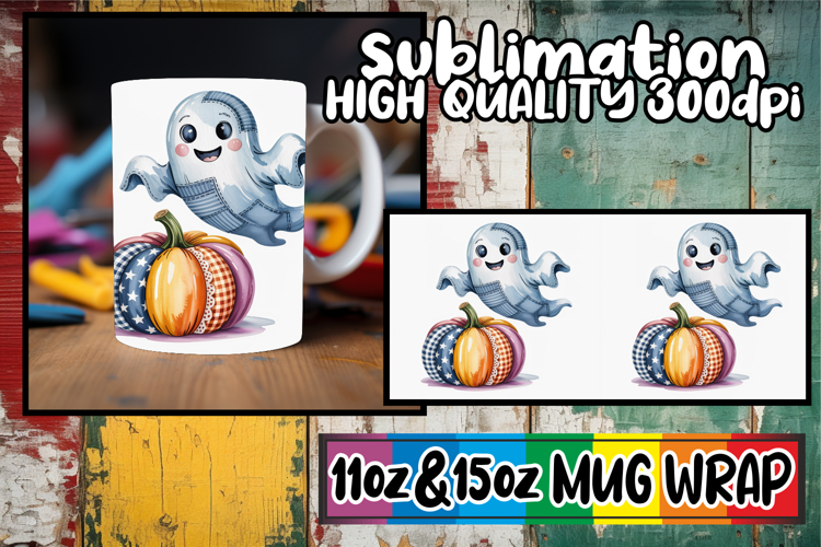 Happy hearts sublimation mug wrap, Pumpkin Watercolor