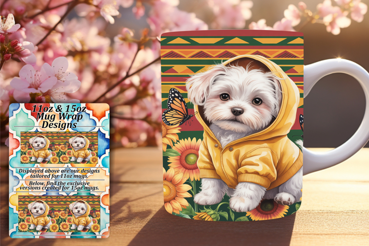 SLEEK PNG Mug Wrap Design 11oz , Cute Dog