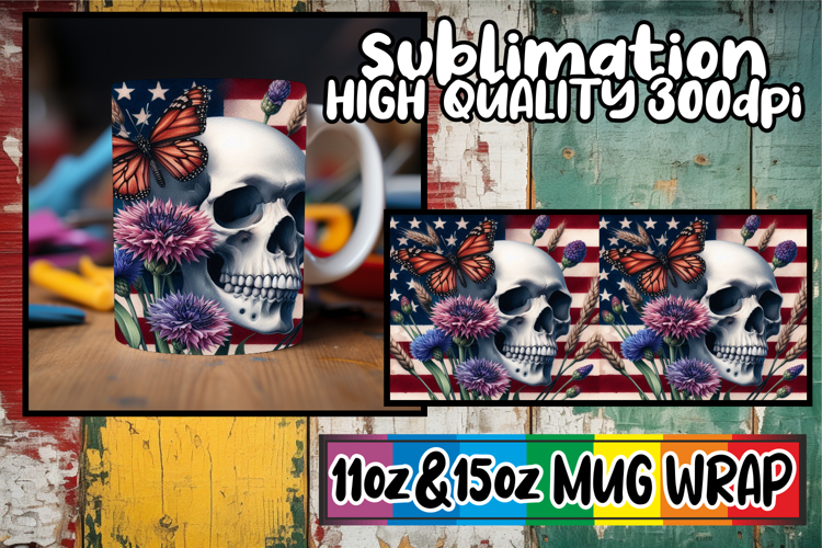 Happy journeys 11oz 15oz sublimation wrap, Skull USA