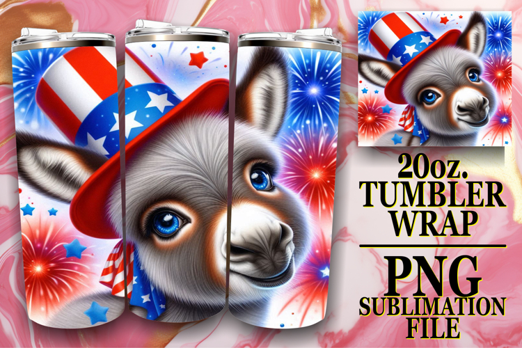 Blissful Sublimation 20oz tumbler wrap, USA Animals