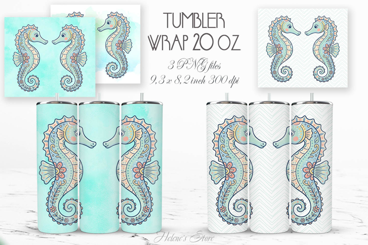 Cute ocean seahorse pastel straight tumbler 20oz wrap design