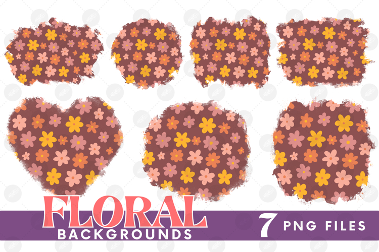 Retro Flowers Background Png Floral Paper Sublimation Bundle