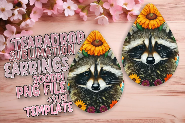 Playful Raccoon & Flower Wrap for Teardrop Earrings