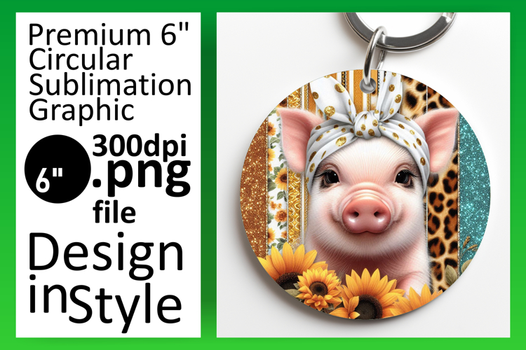 Fun Round Design Keychain Template , Cute Animals