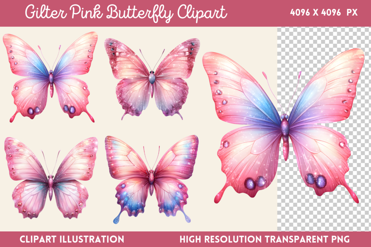 Pink Butterfly Clipart Image 2