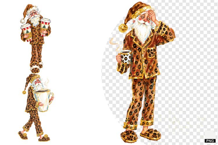 Christmas Santa Love Coffee PNG example image 1