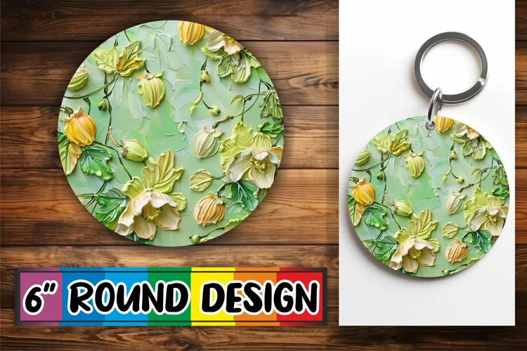 Blooming Pattern Round Keychain Design