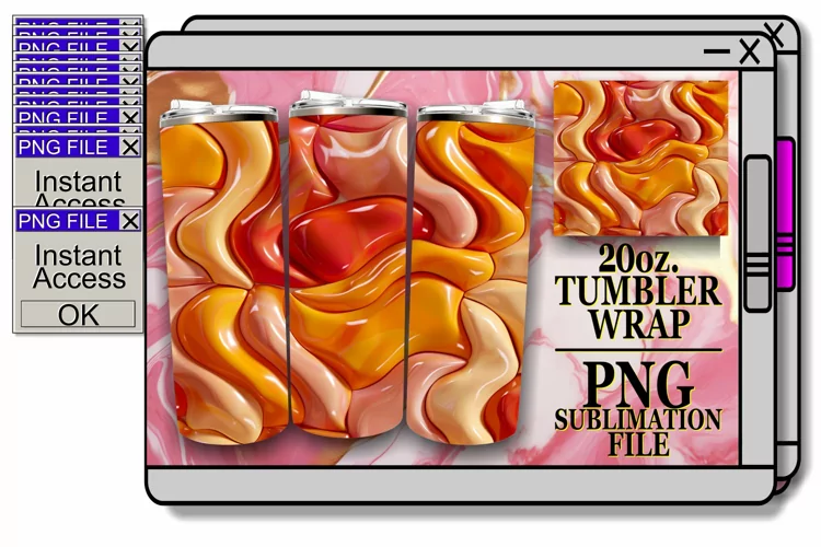 Vibrant 3D Inflated Tumbler Wrap Collection