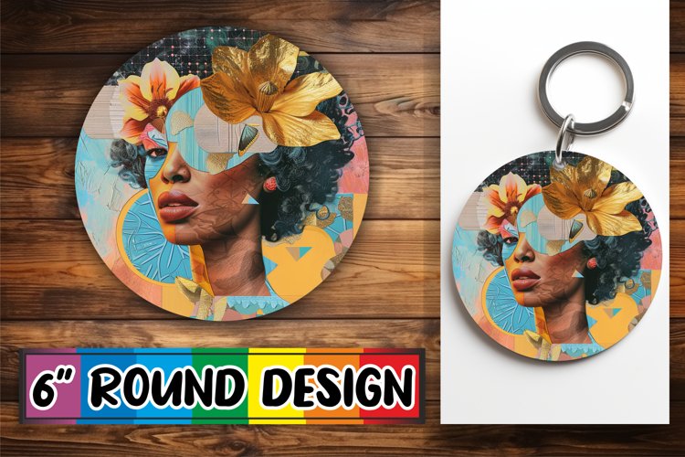 Black Woman Round Design Artistic Abstract Style PNG example image 1