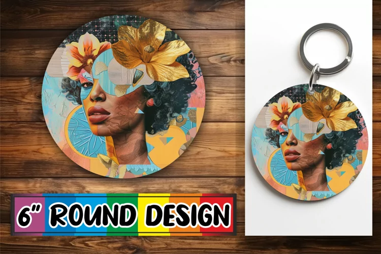 Black Woman Round Design Artistic Abstract Style PNG