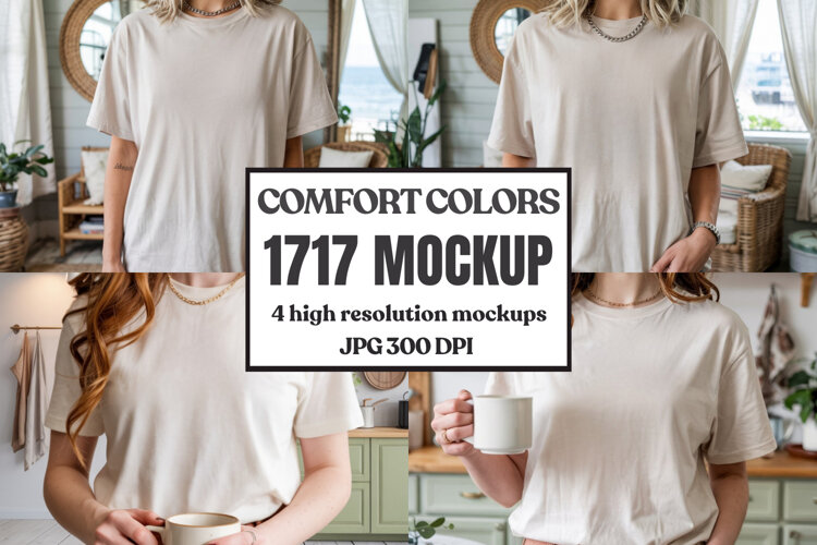 Comfort Colors 1717 Yellow T-Shirt Mockup example image 1