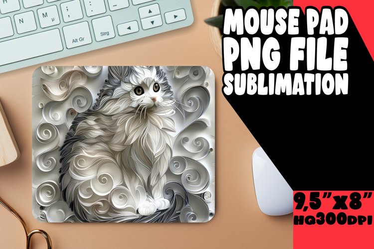 Cat Magic Sublimation Mouse Pad - 3D Design example image 1